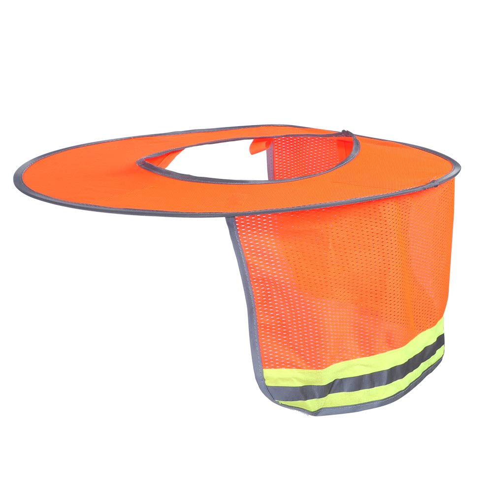 Haofy Casco de Verano al Aire Libre Sombrilla Protector Solar Transpirable Casco de Seguridad Sombra ala Completa Malla Cuello Cubierta Protectora Escudo Casco Sombra Naranja