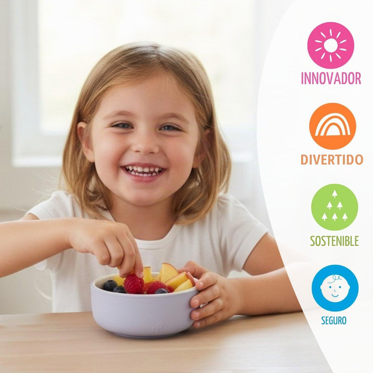 Elk and Friends - Cuencos de porcelana para niños con funda de silicona | Alimentación para niños/niños pequeños/bebés | Apto para microondas y lavaplatos | Antideslizante | Cereal/sopa/aperitivos y