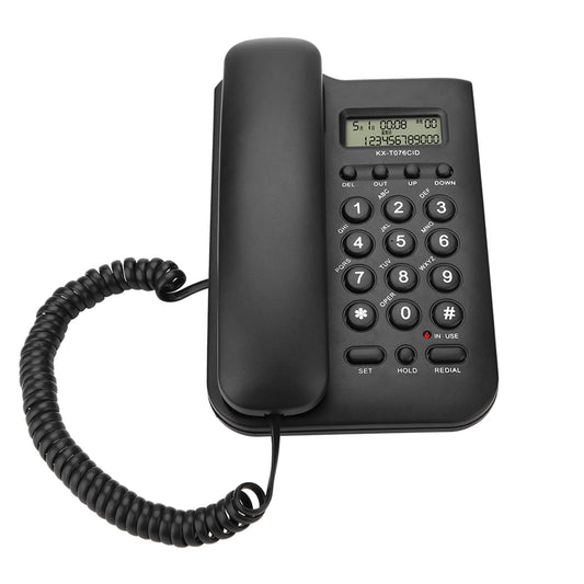 Teléfono Fijo con Cable para Hotel, Oficina y Casa, Montaje en Pared o Escritorio, Negro