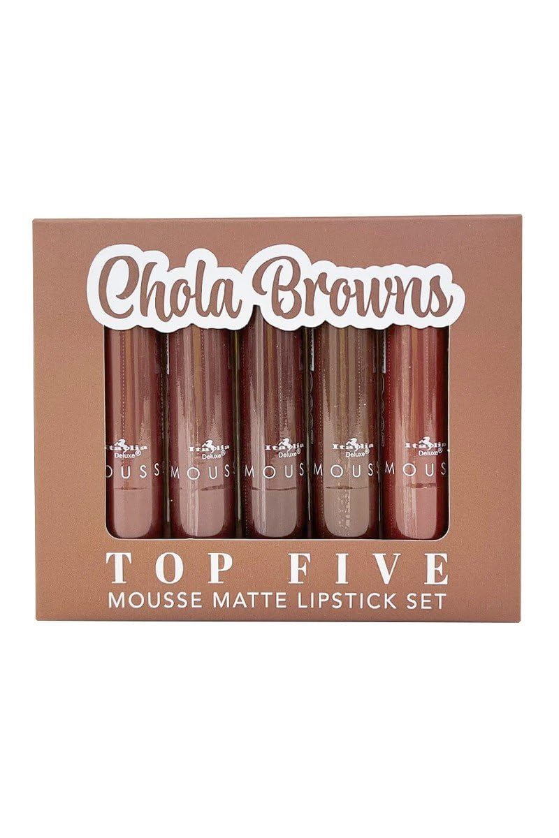 Italia Deluxe - Set original de mousse labial mate Top Five (Chola Marrones)
