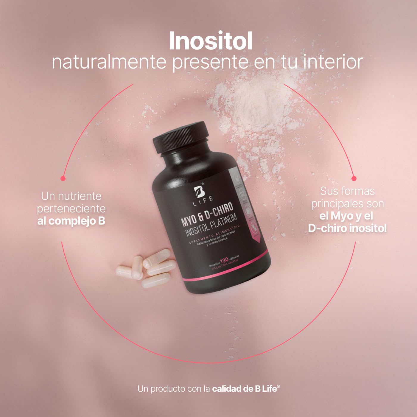 B Life Myo y D-Chiro Inositol | Ratio 40:1 | 130 Cápsulas | Ingredientes Naturales | Myo & D-Chiro Inositol Platinum.