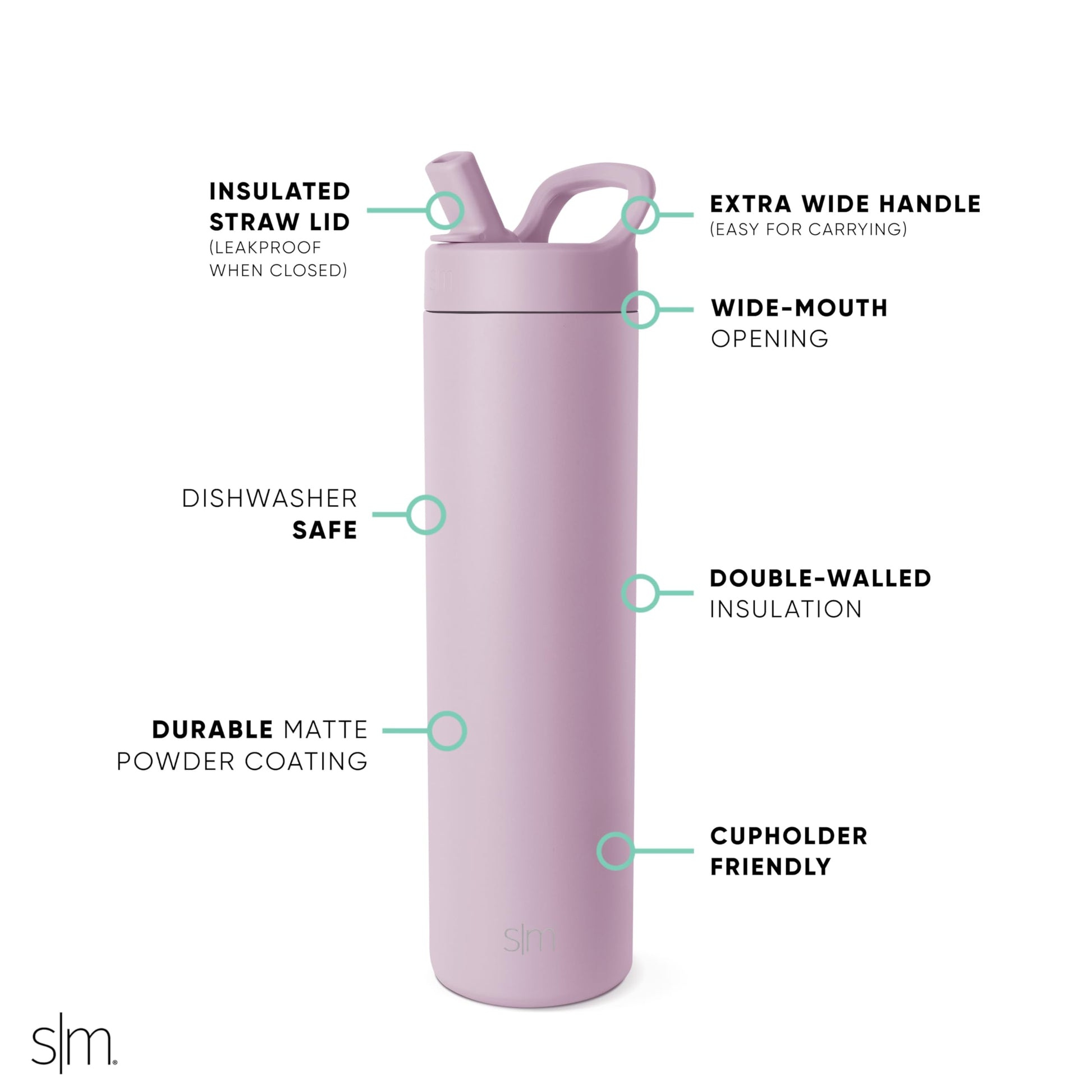 Botella de Agua Simple Modern Lavender Mist Acero Inoxidable para Viaje y Deportes