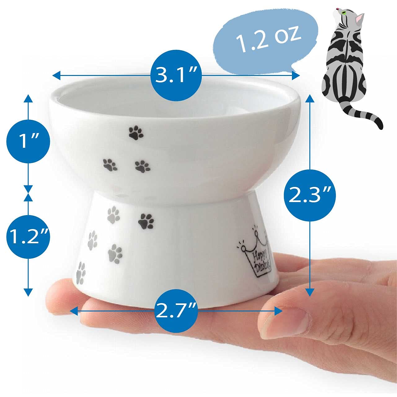 Cuenco Elevado NECOICHI Gato Mini prevención de reflujo y sin estrés apto para lavavajillas y microondas