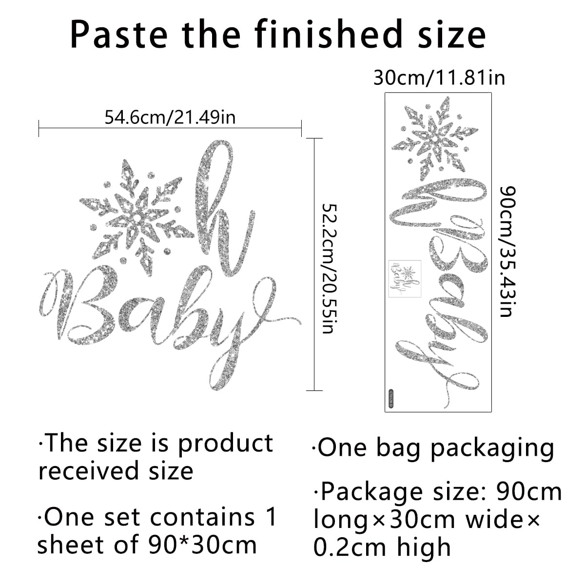 Oh Baby - Letrero de pared con temática de copo de nieve para fiesta de ducha, calcomanías de invierno para decoración de arco de globos, copo de nieve de Navidad, cumpleaños, diseño de copo de nieve