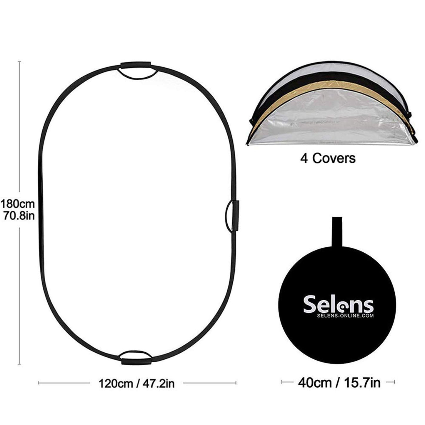 Selens 5-in-1 48x72 Inch Oval Reflector with Handle for Photography Photo Studio Lighting & Outdoor Lighting