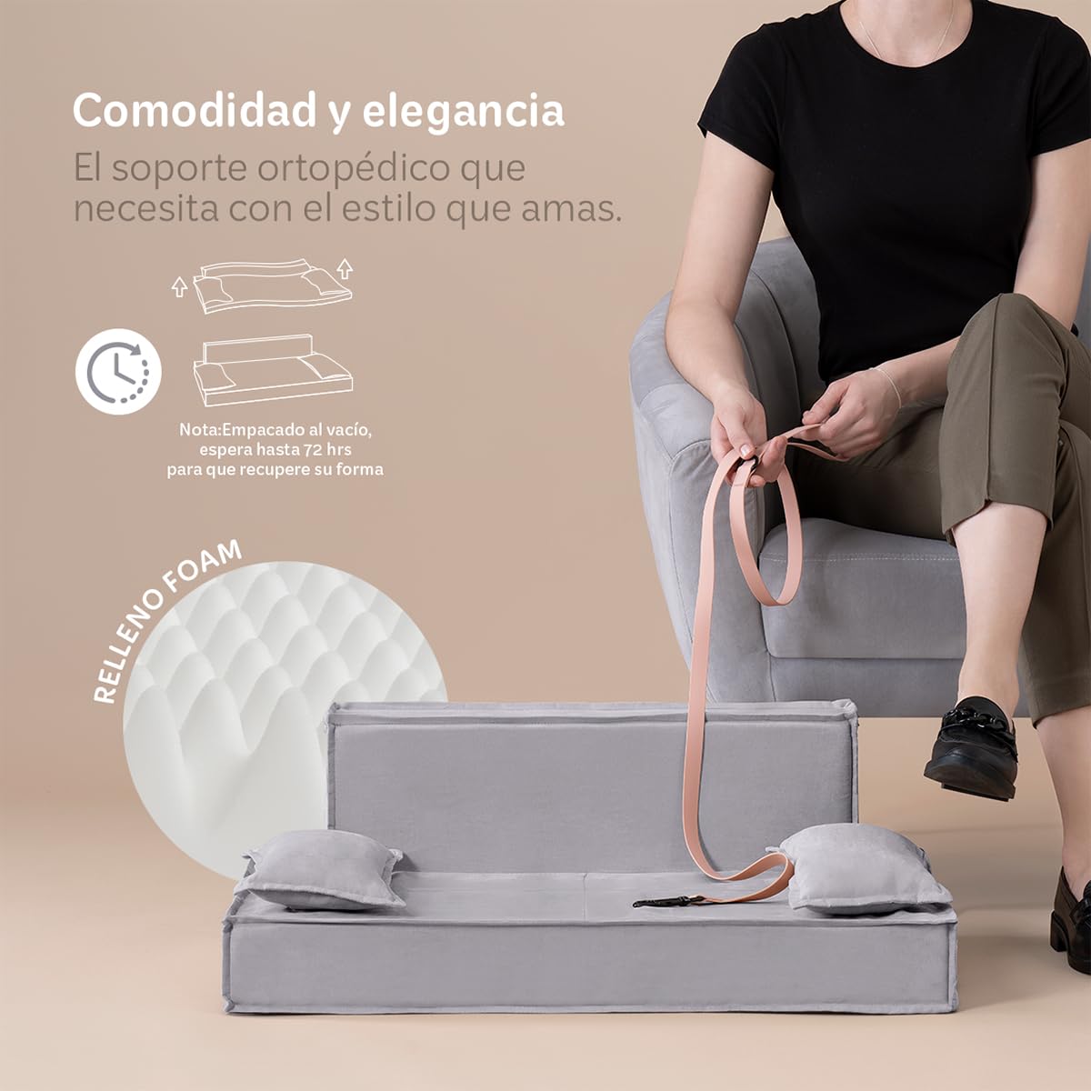 Sofá Cama Ortopédica ESQUIMAL Gris Mediano para Perros y Mascotas con Funda Lavable