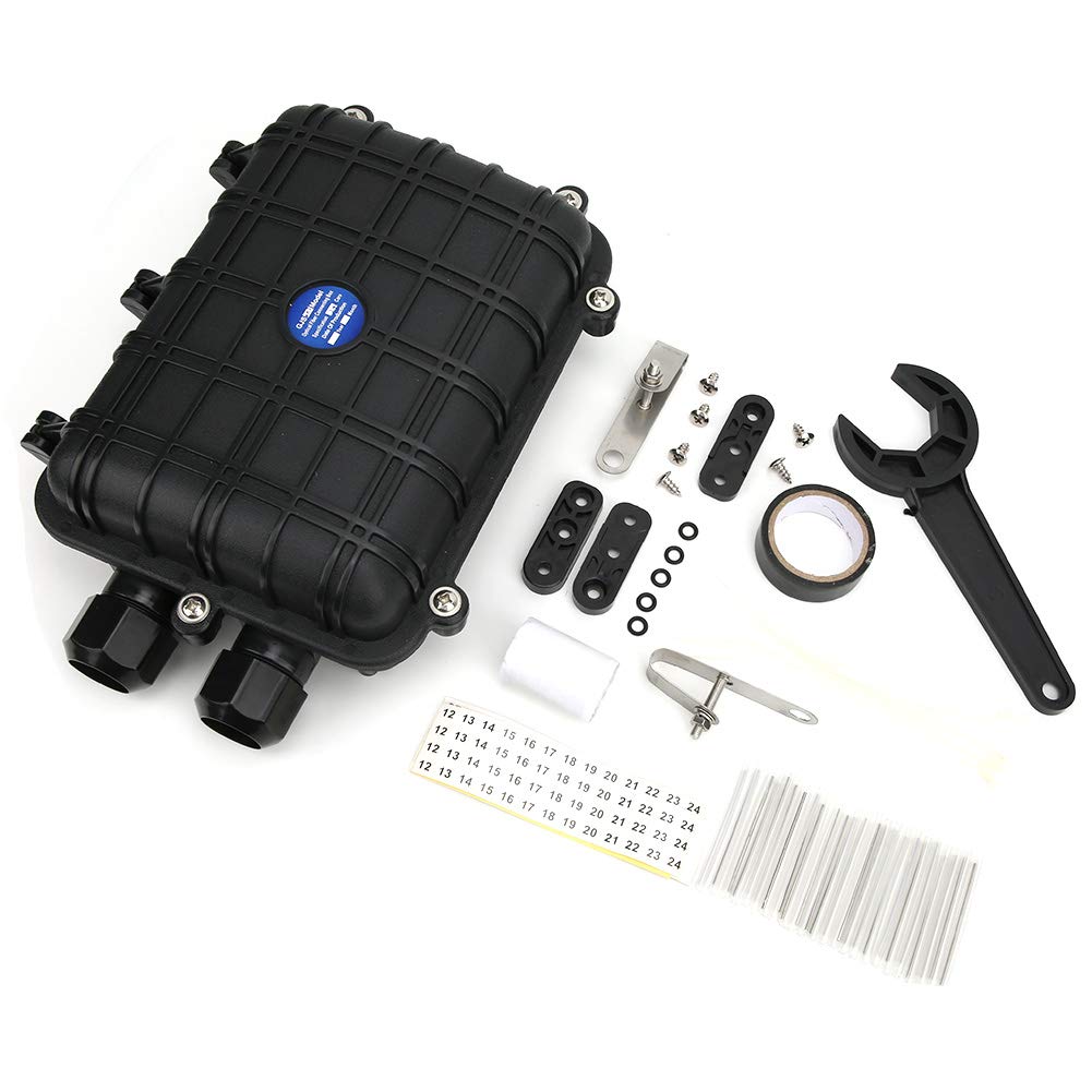 Caja de Conexión Oumefar Negra Horizontal Impermeable IP68 para Cable de Fibra Óptica Exterior