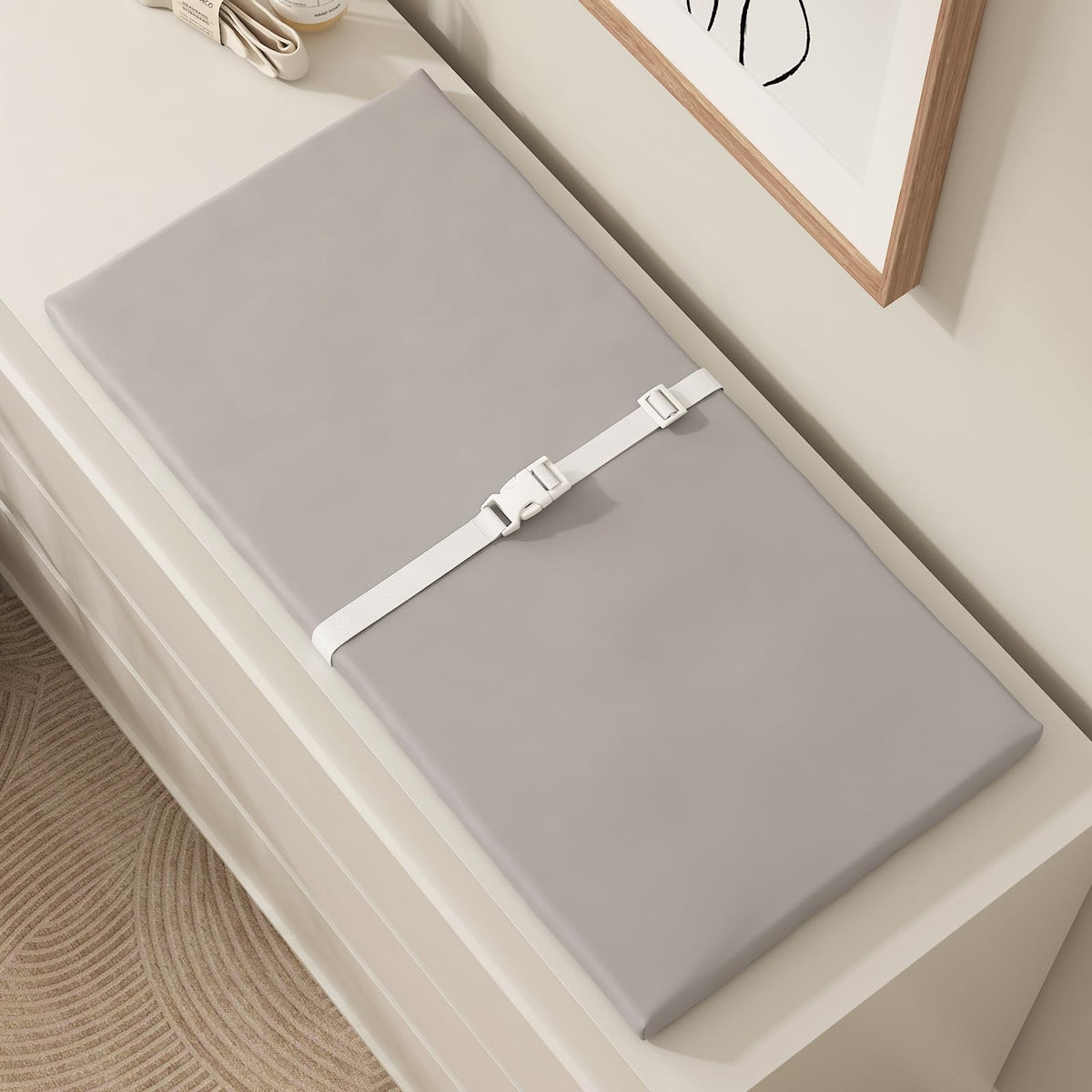 YACODAVO - Cambiador de bebé lavable para cambiador y mesa, cómodo cambiador de pañales con funda de piel impermeable y limpia, tamaño estándar (31.5 pulgadas de largo x 15.7 pulgadas de ancho), gris