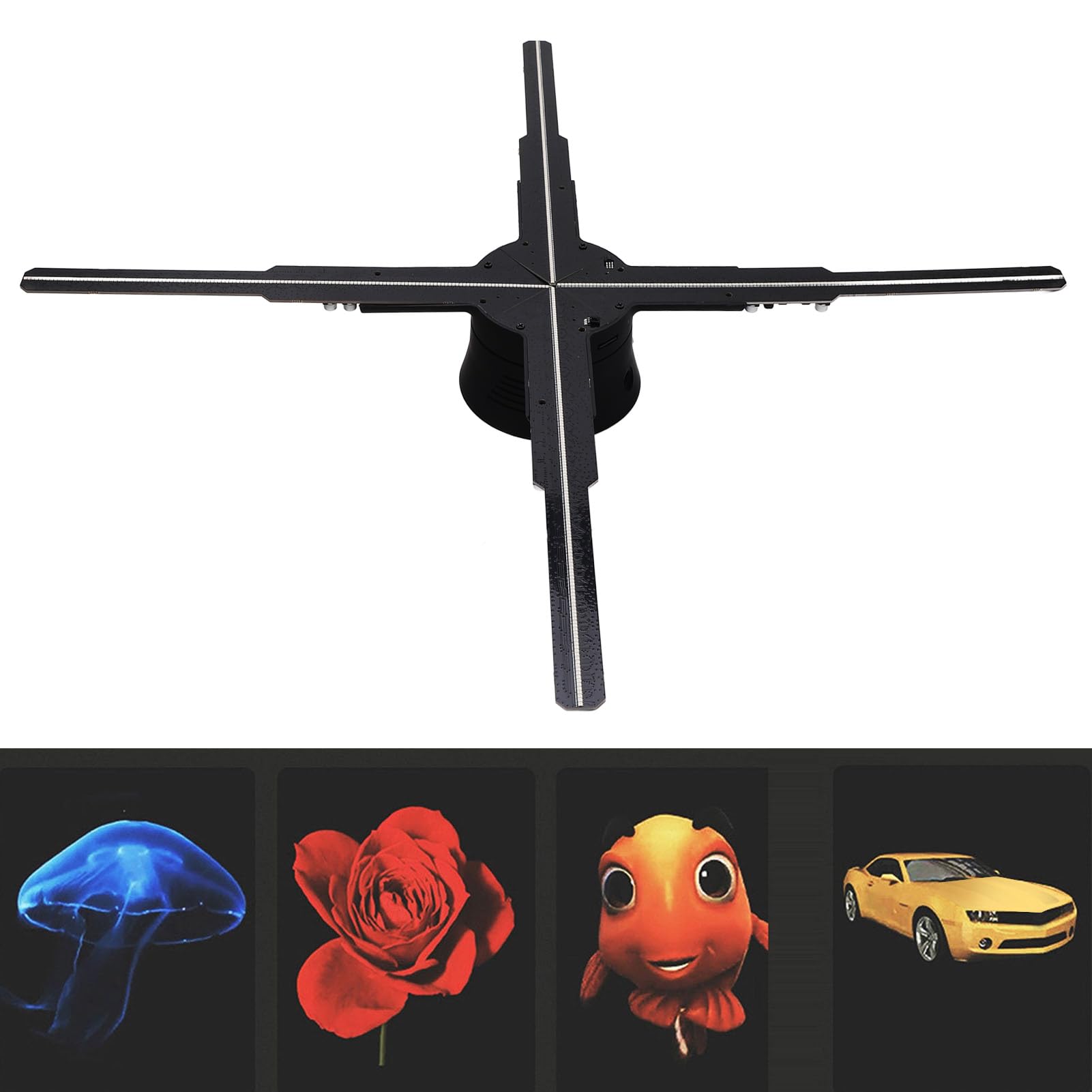 ASHATA Ventilador de Holograma 3D, Ventilador Holográfico LED HD, Máquina de Publicidad de Holograma de 19,69 Pulgadas con 586 LED 1800x586P, Pantalla Holográfica para Tiendas (US)