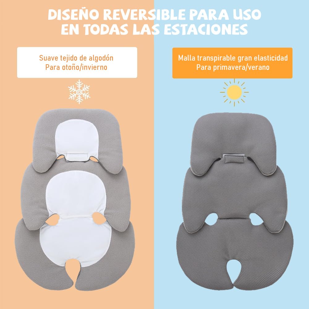 Reductor de silla de bebé, Cojín para Coche de Bebé, Diseño de doble cara para todo Año, transpirable y absorbe Sudor, soporte cómodo, Mayoría de los portadores, asientos, cochecitos adecuados.(Negro）