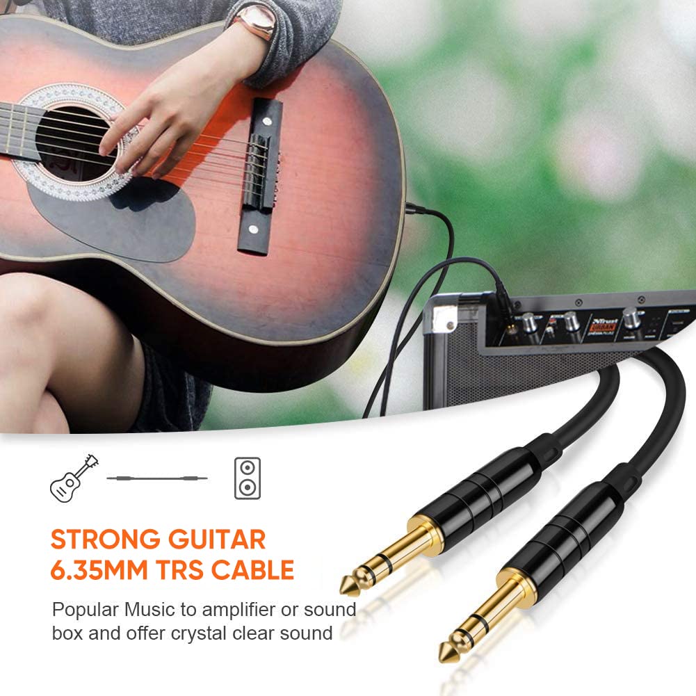 CableCreation Cable TRS de 6,35 mm a 6,35 mm de 1,8 m, latiguillos de guitarra/cable de instrumento para teclado, amplificador, guitarra, mesa de mezclas, pedaleras, piano y más