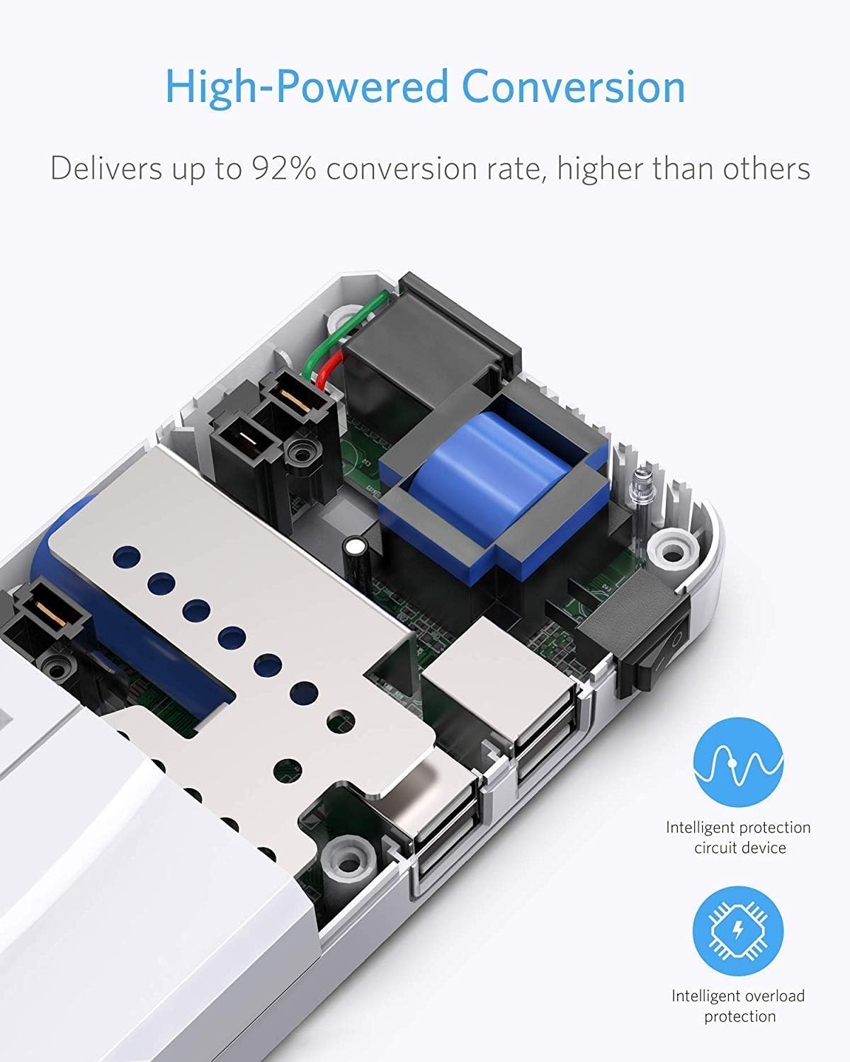 BESTEK - Adaptador Universal de Viaje de 100 a 220 V a 110 V, convertidor de Voltaje de 250 W con Carga USB de 6 A, 4 Puertos, 3 enchufes de CA y Adaptador de Enchufe EU/UK/AU/EU/India en Todo el