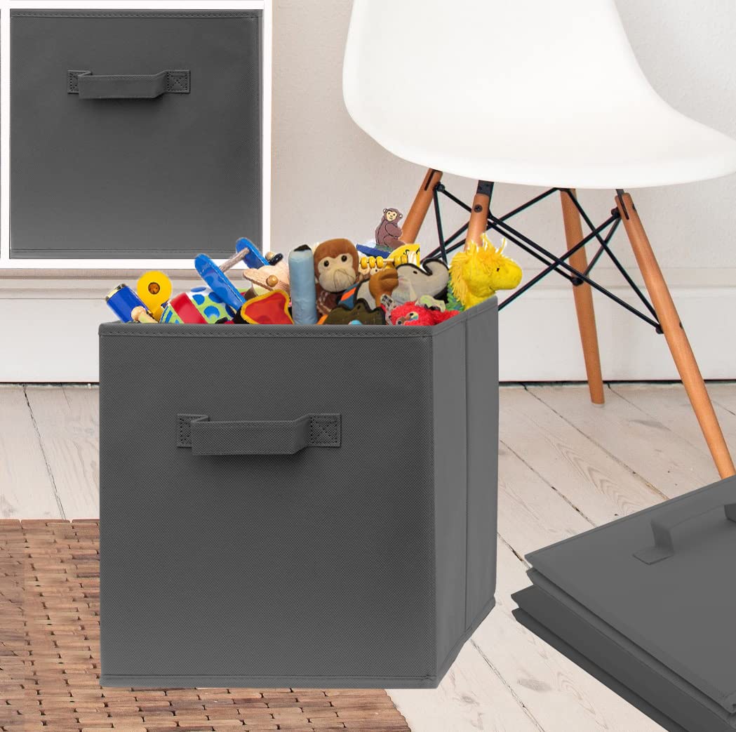 Pomatree Cubos de Almacenamiento de Tela - Paquete de 8 - Contenedores Organizadores de Almacenamiento de Cubos | Asas en Ambos Lados | Cubo de Almacenamiento Plegable para Hogar, Habitación de Niños