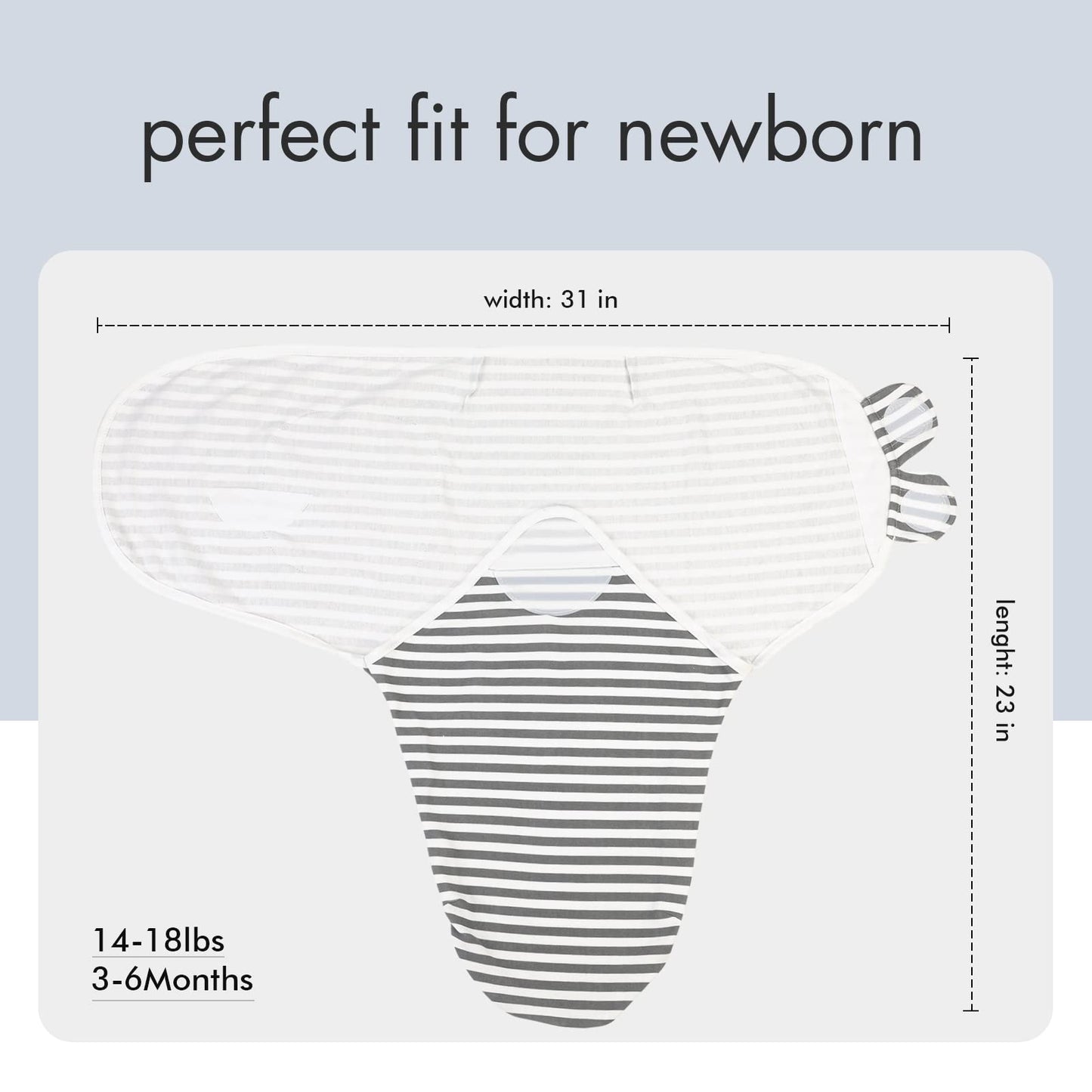 GLLQUEN BABY - Mantas para bebé niño y niña, de 3 a 6 meses, estrella de elefante gris y rayas, juego de 3 unidades, saco de dormir ajustable para recién nacido, (mediano/grande)