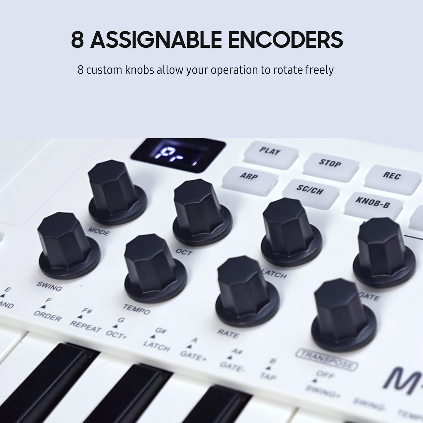 Laurio Teclado de Control Midi de 25 Teclas Mini Teclado USB portátil Controlador Midi con 25 Teclas sensibles a la Velocidad 8 Almohadillas retroiluminadas RGB 8 perillas