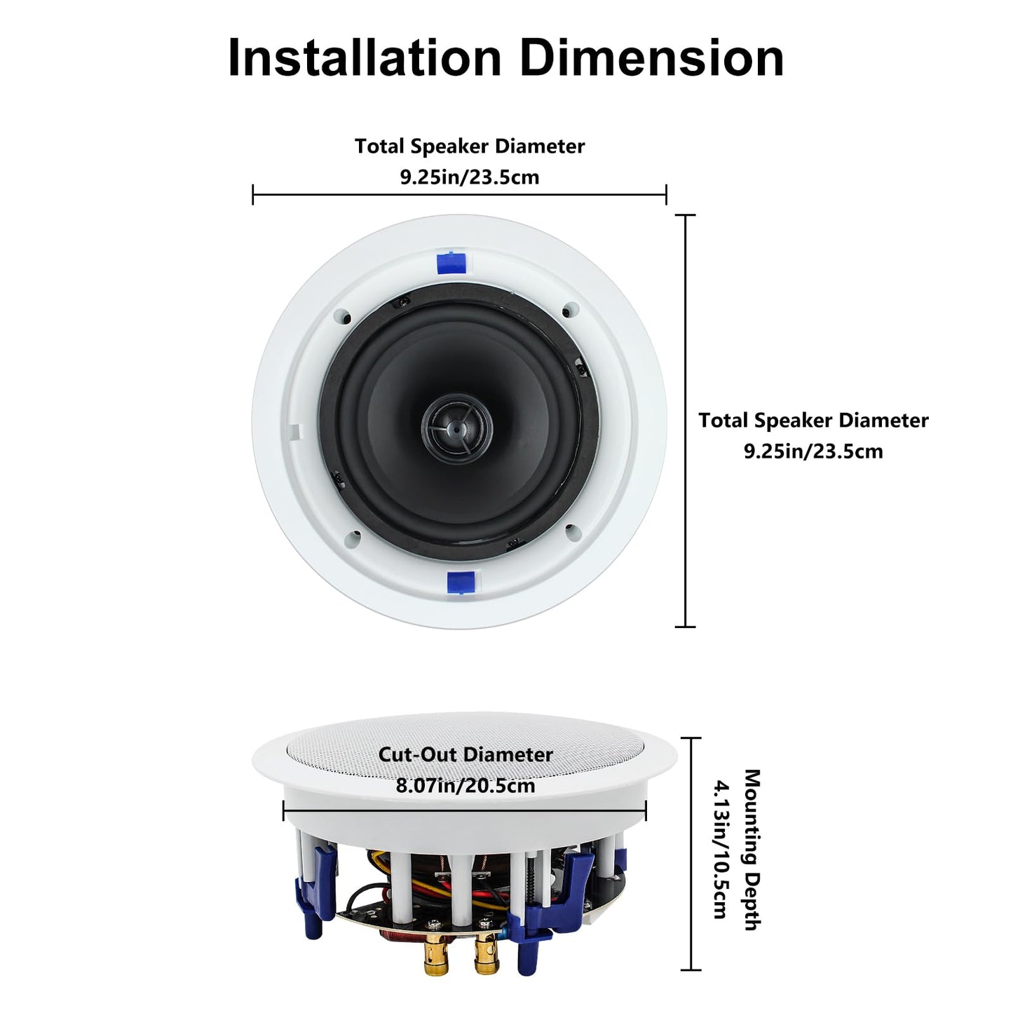 Paquete de altavoces de techo Herdio de 6.5'' 640W 2-vías con Bluetooth, excelente para sistema de cine en casa, sala de estar, oficina, montaje empotrado con cable (4 altavoces)