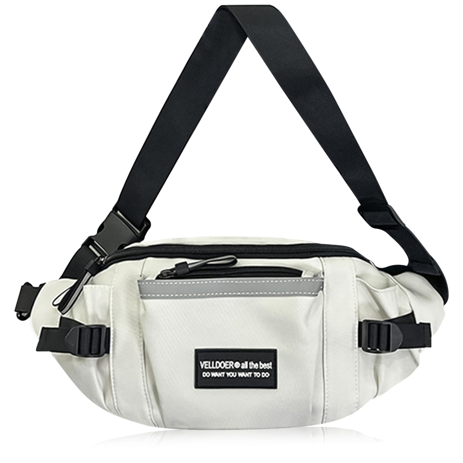 EUARD Riñonera Unisex Resistente al Agua con Correa Ajustable - Bolsa Bandolera Multibolsillos para Viajes, Senderismo, Running y Uso Diario - Ideal para Hombres y Mujeres（(Blanco)