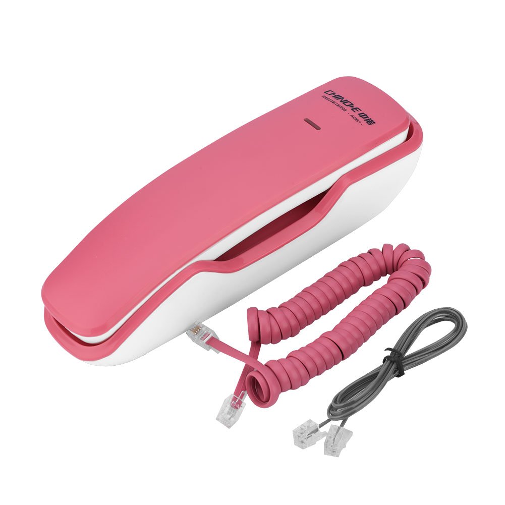 Tosuny Telefono de Pared o Sobremesa,Telefono Fijo Rosa Telefono Mini Tlefono Fijo para Casa