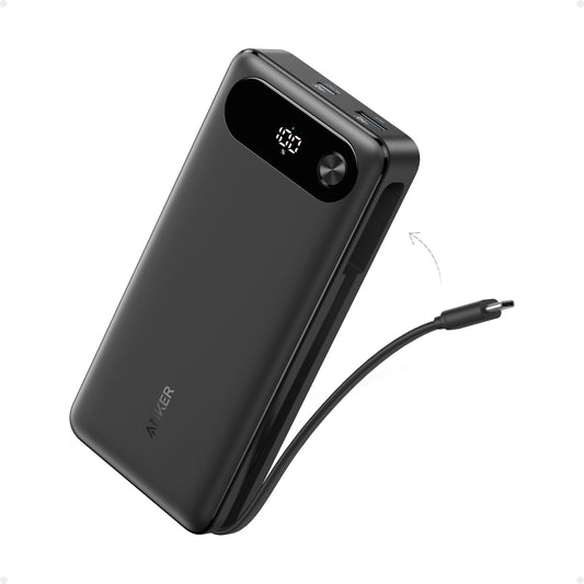 Cargador Portátil Anker 20000mAh Negro con Cable USB-C Integrado y Carga Rápida de 87W MAX