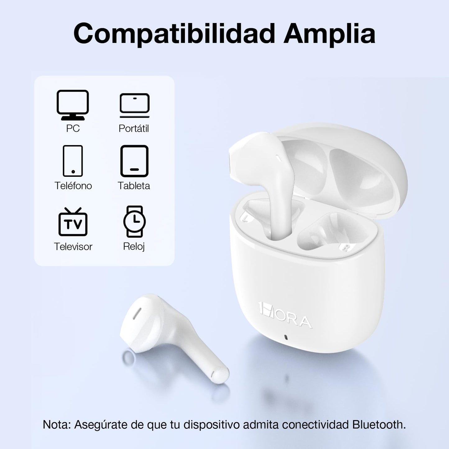 Audífonos Bluetooth 5.3 1 Hora Blanco para Correr y Escuchar Música