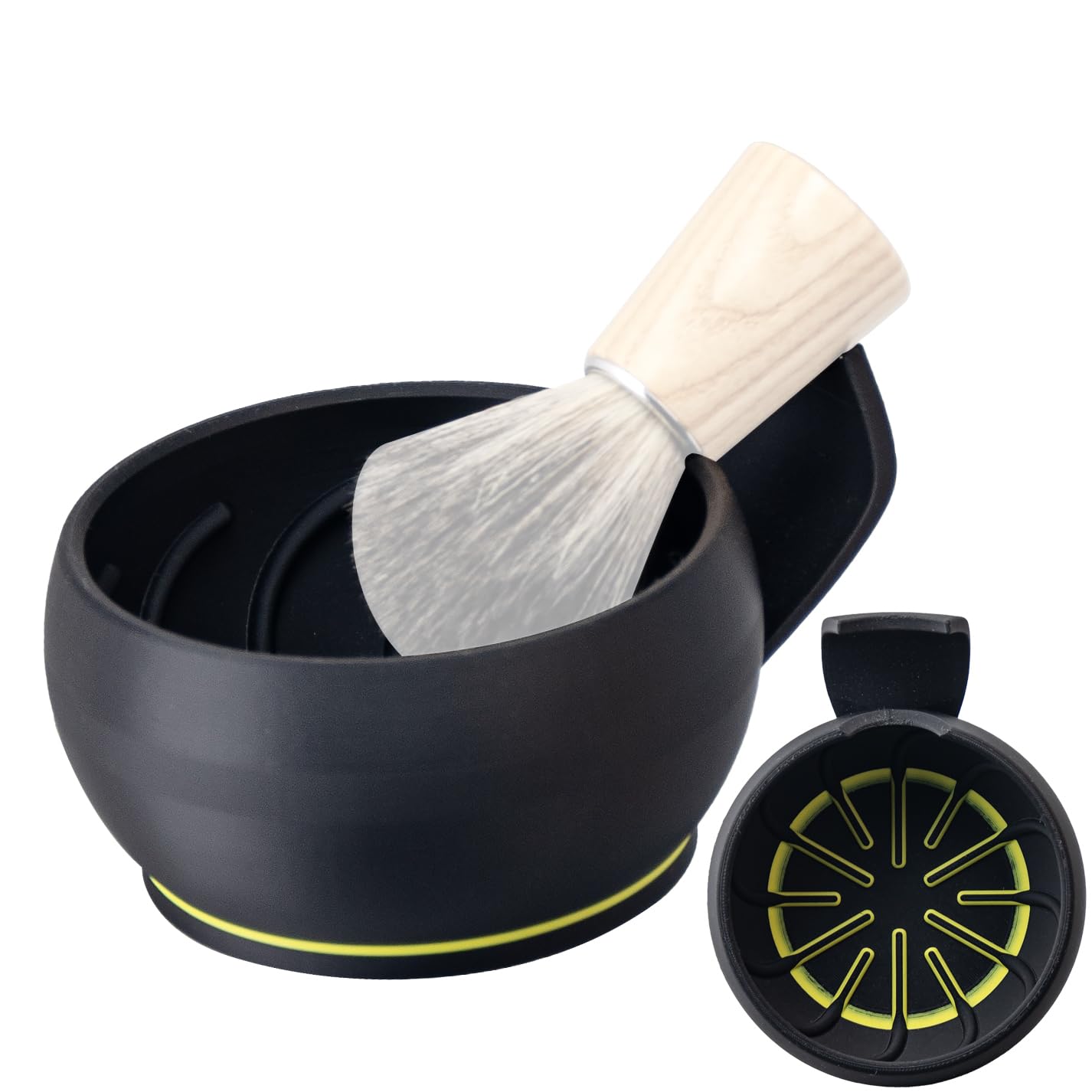 Grandslam - Tazón de afeitar con crestas, taza de afeitar con soporte para brocha, jabón, cuenco de afeitar para crema de afeitar y jabón, duradero y mantiene el calor por más tiempo, espuma rica y