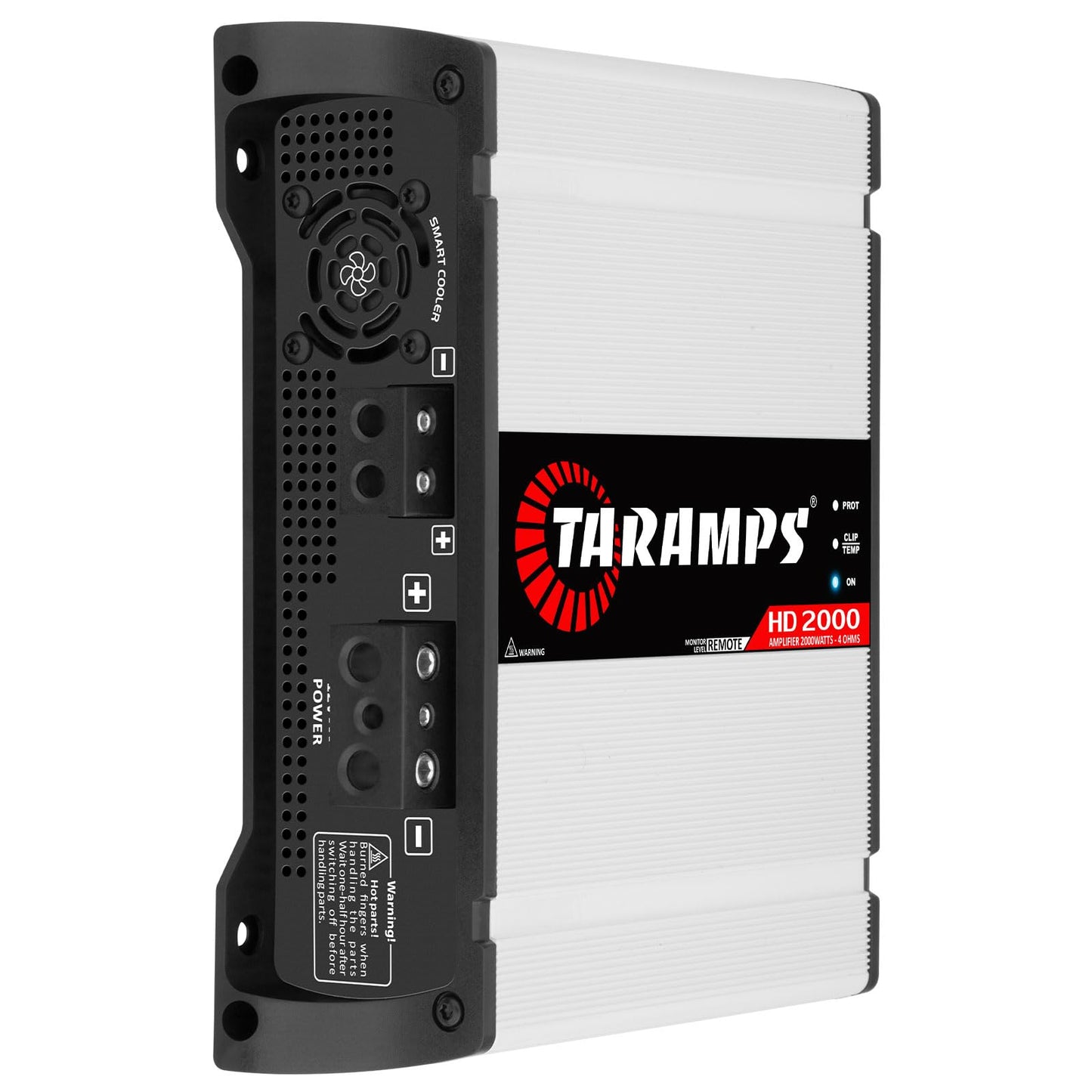 Taramps HD 2000 4 ohmios 1 canal 2000 vatios RMS MAX de rango completo de audio para coche, monobloque, indicador de monitor LED, amplificador clase D, crossover, amplificador blanco de 2 K