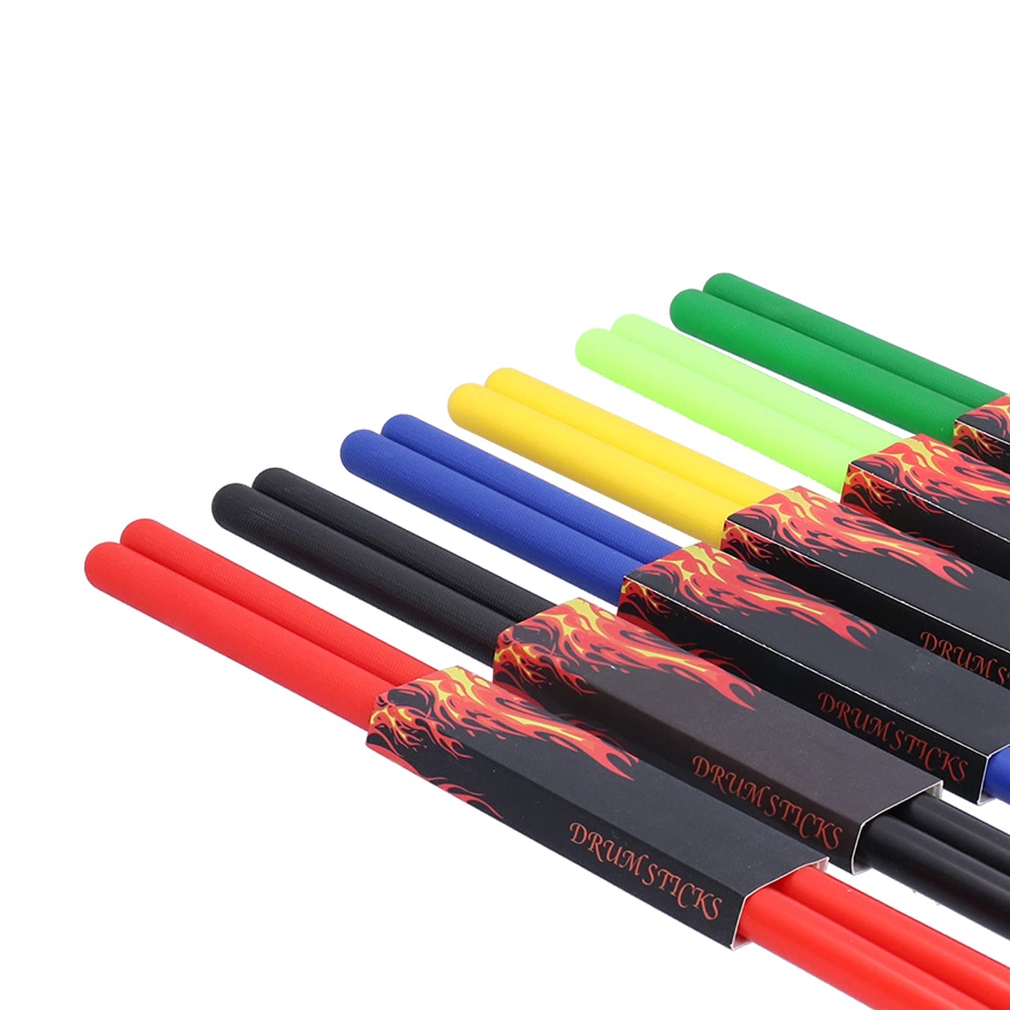 Juego de baquetas, 12 piezas, 42 cm, coloridas baquetas de nailon, elástico antideslizante para tocar