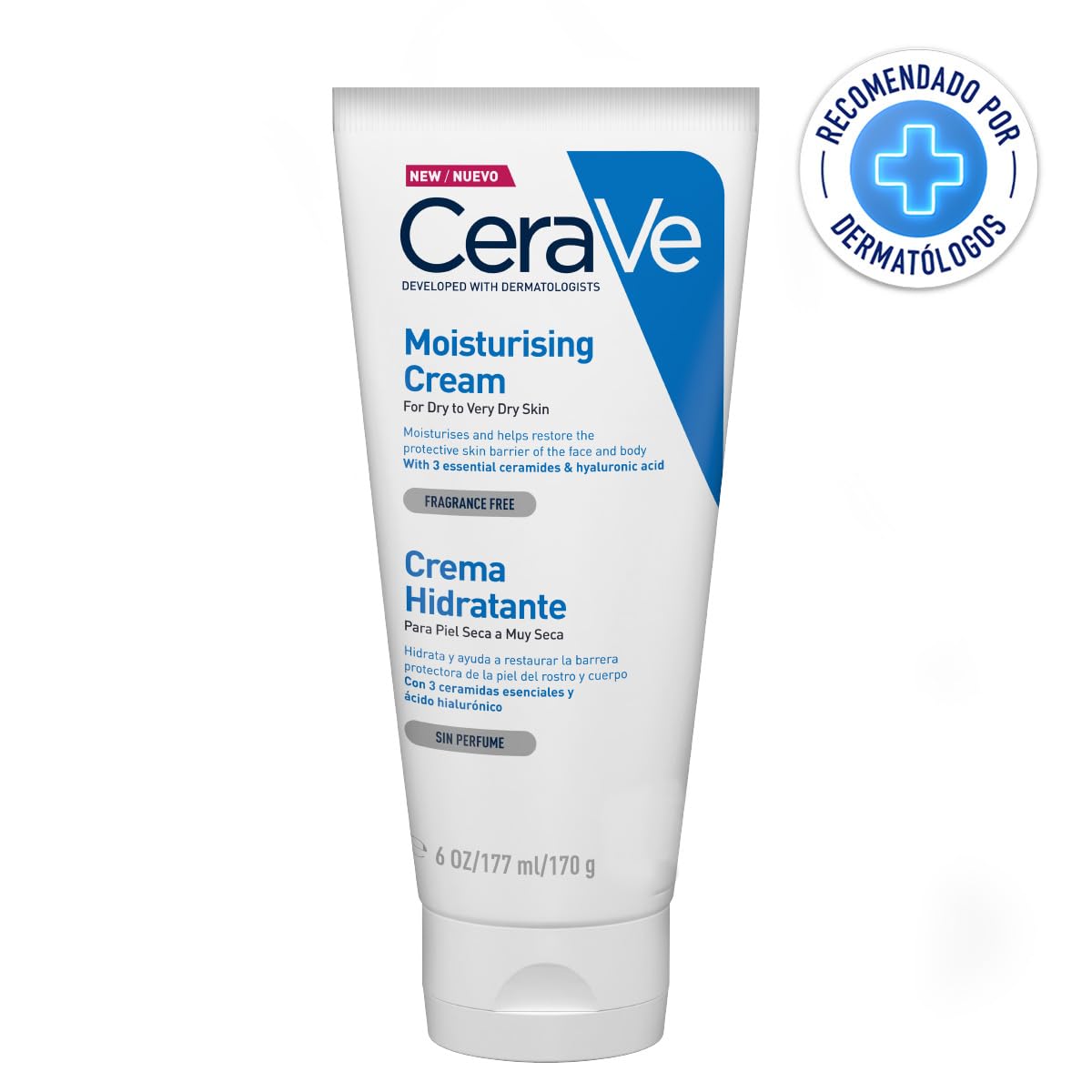 CeraVe Crema Hidratante |170gr| Hidrante diario para rostro y cuerpo para piel seca