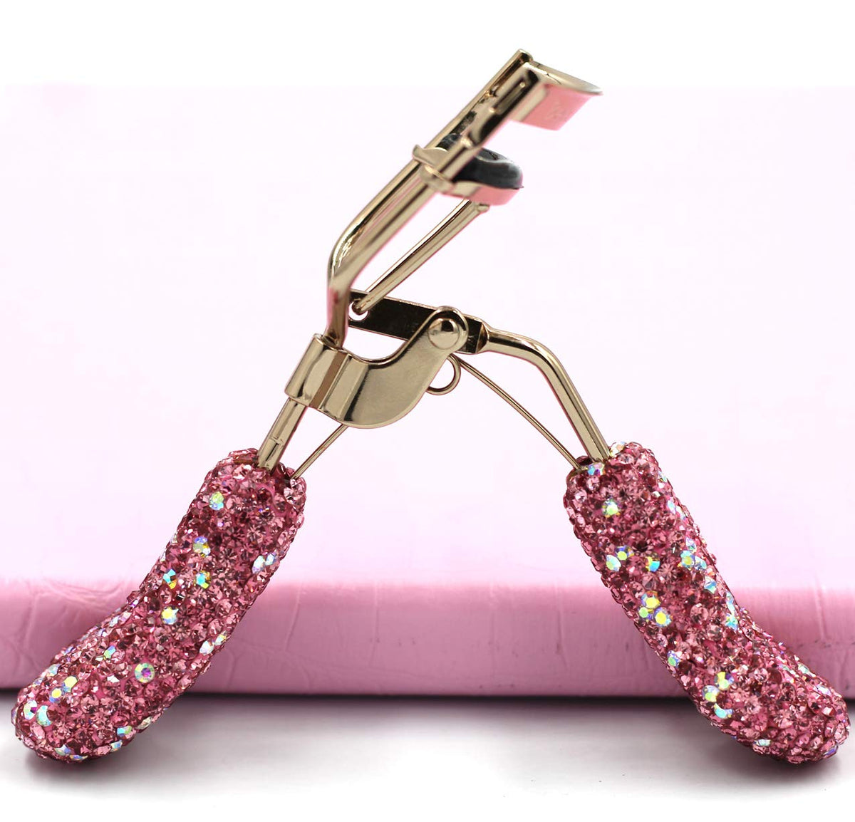 Bestbling Bling - Rizador de pestañas de maquillaje con relleno, almohadillas de presión de silicona y resorte cargado para no pellizcar o tirar (rosa)