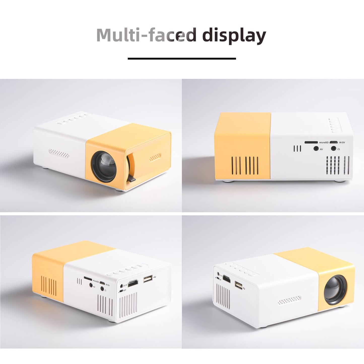 EBTOOLS Mini Proyector de Cine en Casa, Proyector de Vídeo LED Multimedia Portátil 1080P, Múltiples Interfaces de Entrada, para Juegos de Entretenimiento en Interiores (Regulaciones de