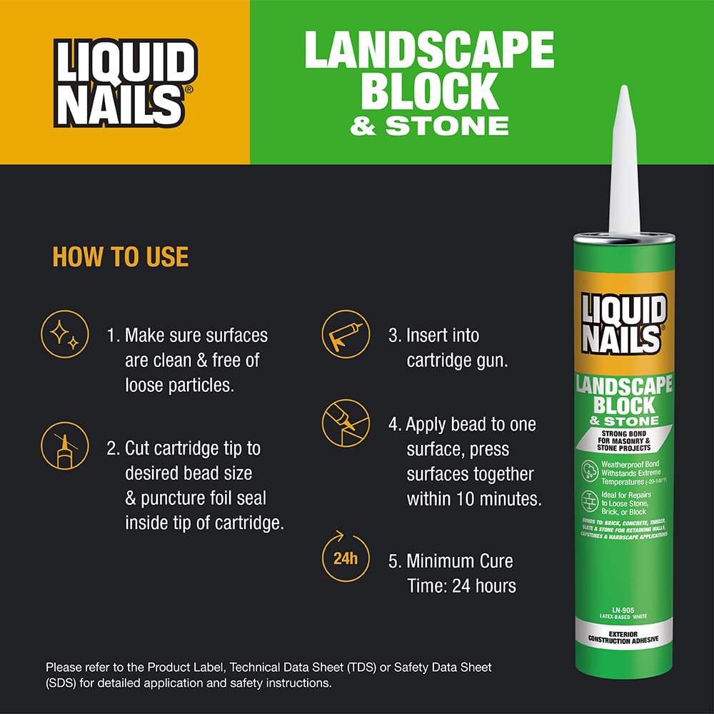 LIQUID NAILS LN-905 Landscape Block Adhesive (Low-VOC) (10-Ounce)