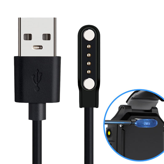PTHTECHUS Smartwatch - Cable de carga con conector magnético, impermeable, IP67, T30, Y19, S07, S02, S17, S12, 4G, S7, S8, para smartwatch de 4 pines, colores aleatorios blanco y negro