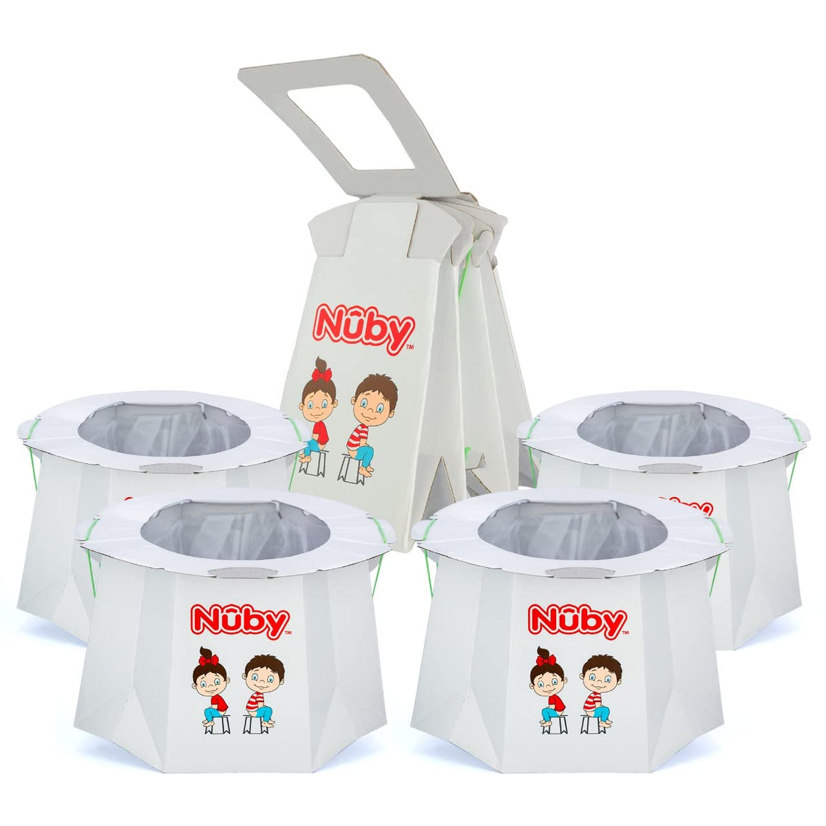 Nuby - Orinal desechable de viaje con forro - Orinal plegable y portátil; esencial para el baño de niños pequeños para campamento, viajes y paseos en coche - Orinal de viaje para niños pequeños,