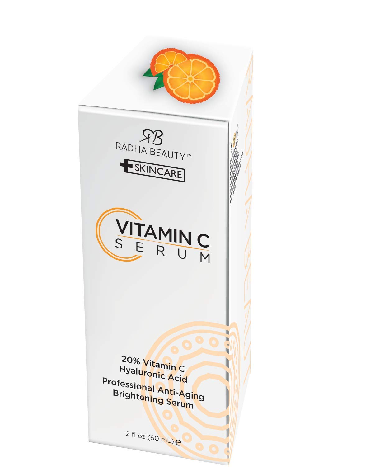 Radha Beauty Vitamin C Serum for Face, 2 fl. oz - 20% organic Vit C + E + Hyaluronic Acid - can also be used on the eye area