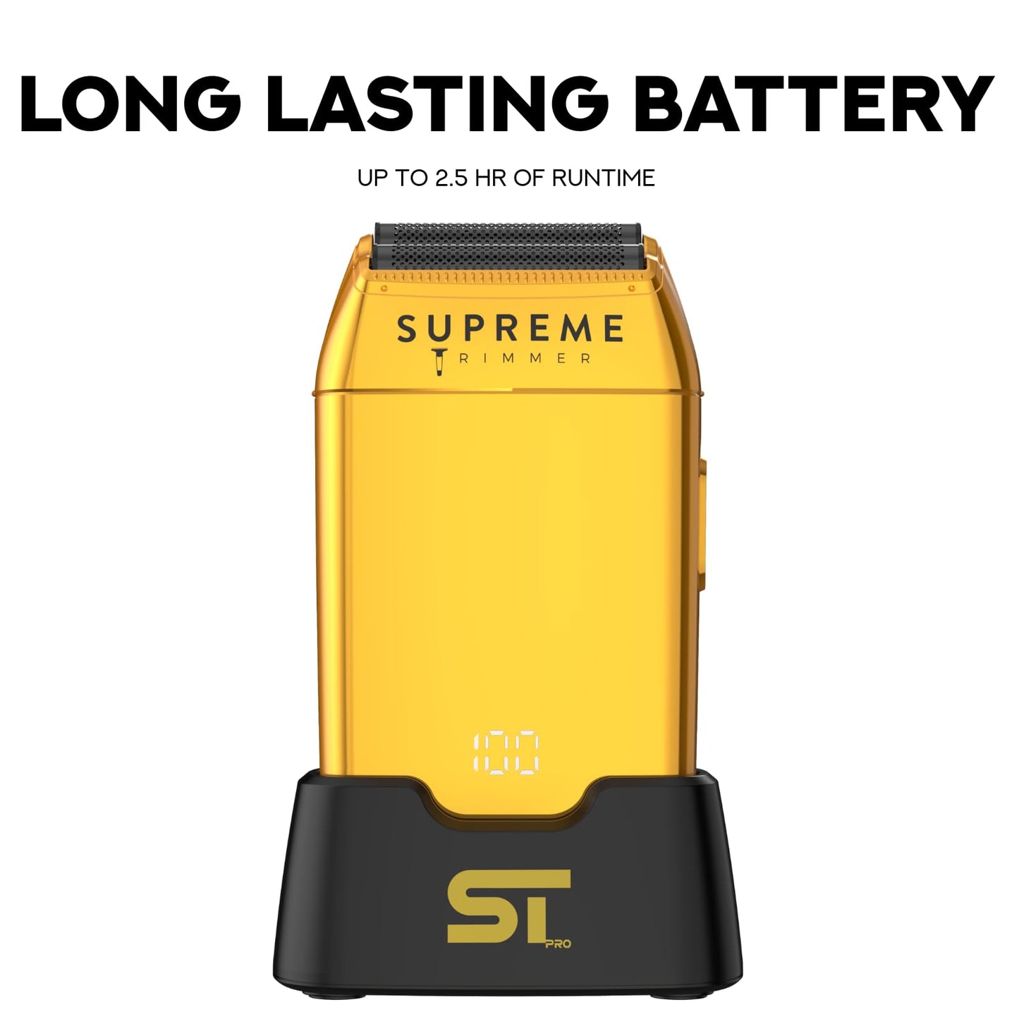SUPREME TRIMMER STF602 Pro - Afeitadora eléctrica para hombre, afeitadora húmeda/seca para barbero dorado, crujiente