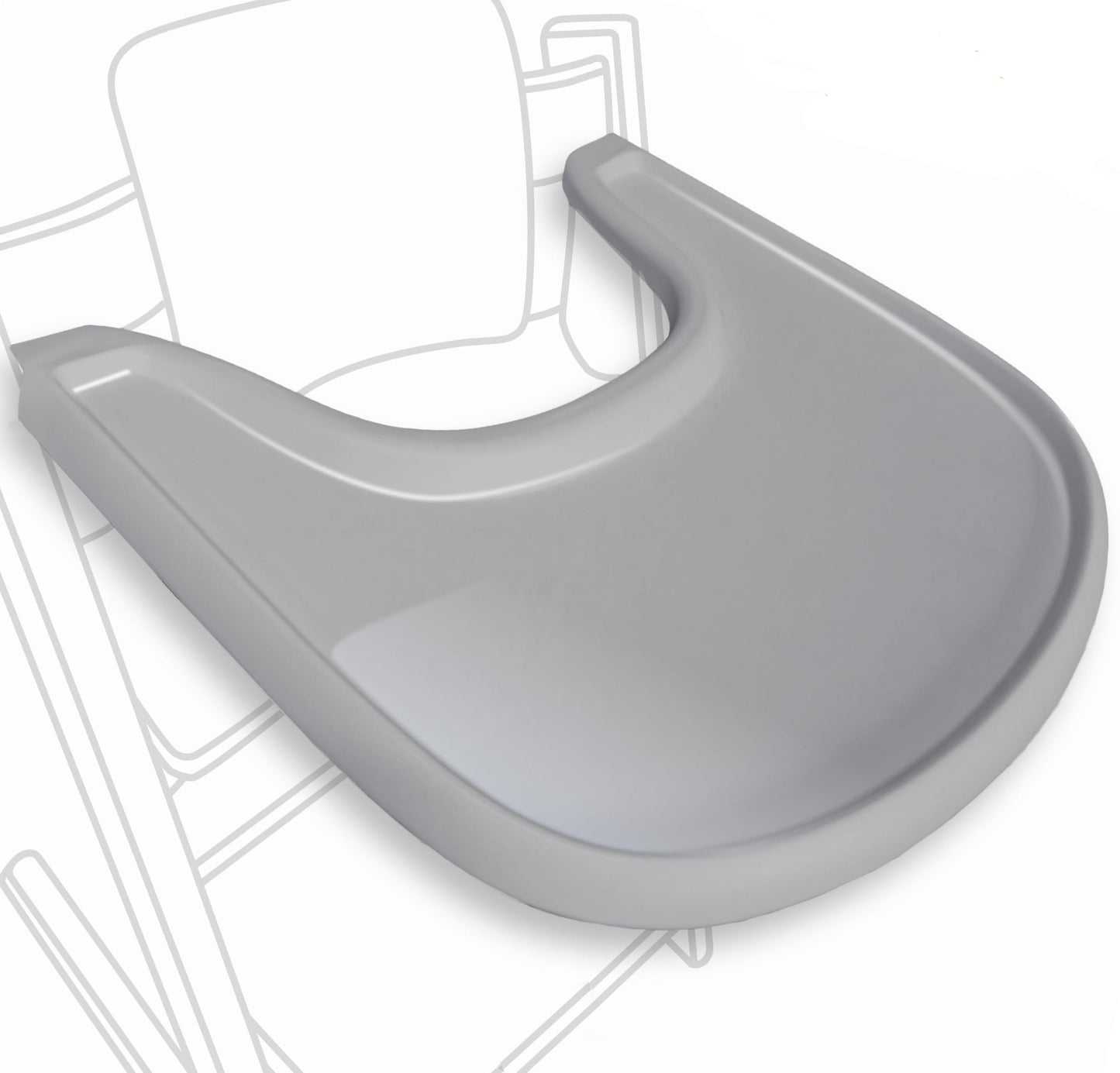 Bandeja para silla alta compatible con silla Stokke Trip Trap, gris brillante, diseño curvado ergonómico, sin BPA, fácil de montar
