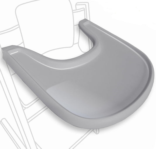 Bandeja para silla alta compatible con silla Stokke Trip Trap, gris brillante, diseño curvado ergonómico, sin BPA, fácil de montar