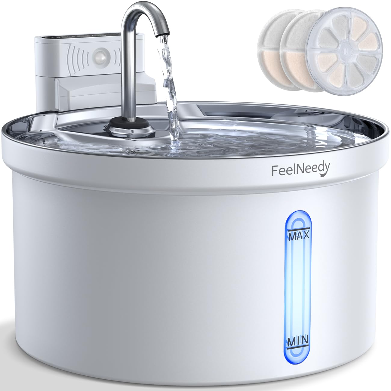 Fuente de Agua Automática FEELNEEDY Blanco Sensor de Movimiento para Gatos