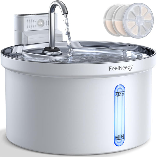 Fuente de Agua Automática FEELNEEDY Blanco Sensor de Movimiento para Gatos