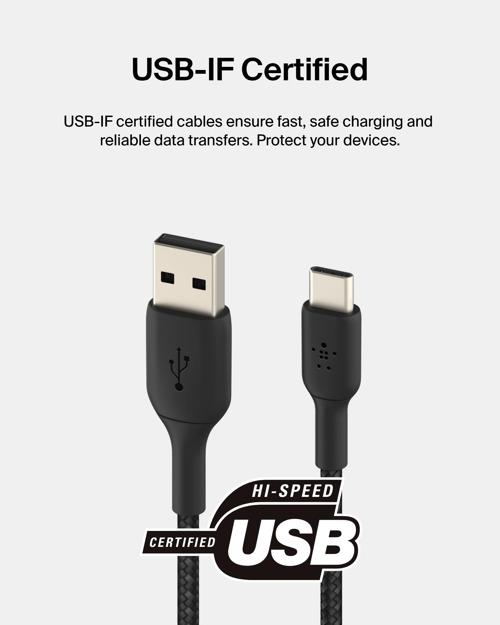 Belkin CAB002bt1MBK Cable Braided USB-C to USB-A 1M Negro