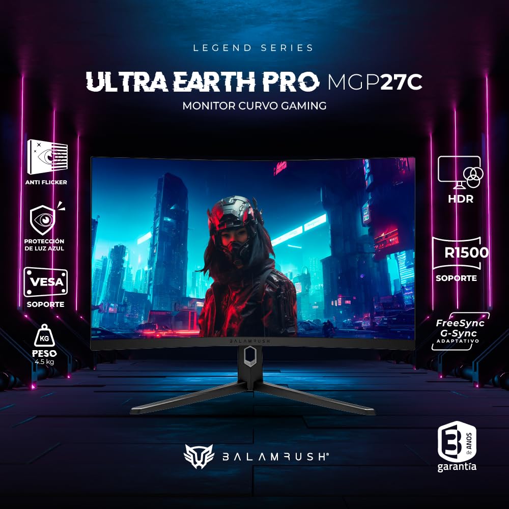 Monitor Gamer Ultra Earth Pro 27 Pulgadas Negro Curvo FHD 240Hz 1ms MGP27C VA