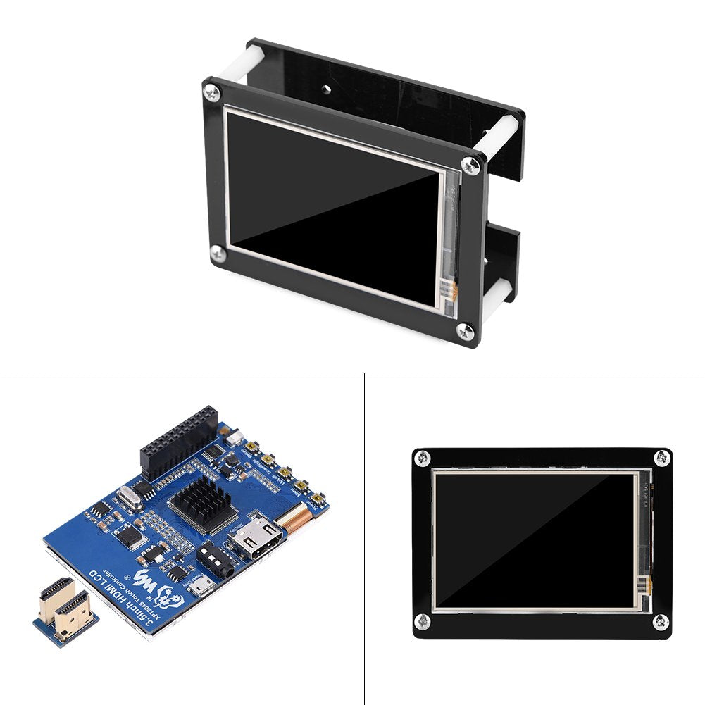 Tosuny 1080P IPS 60fps 3.5inch HDMI LCD Pantalla de Visualización con Caja Acrílico para Raspberry Pi