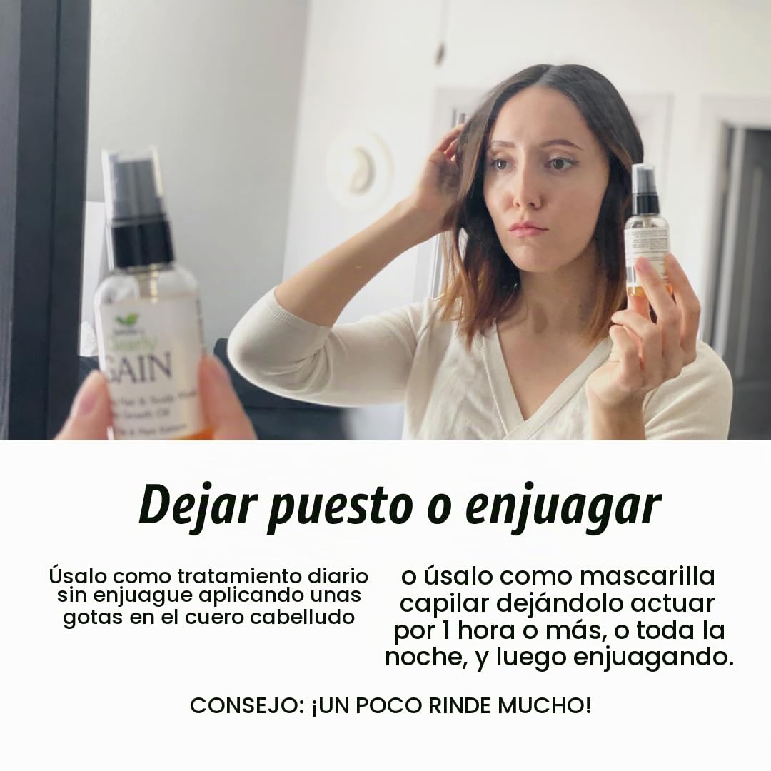 Aceite para Crecimiento del Cabello Clearly GAIN Natural con Aceite de Ricino Salvia Romero para Hombres y Mujeres