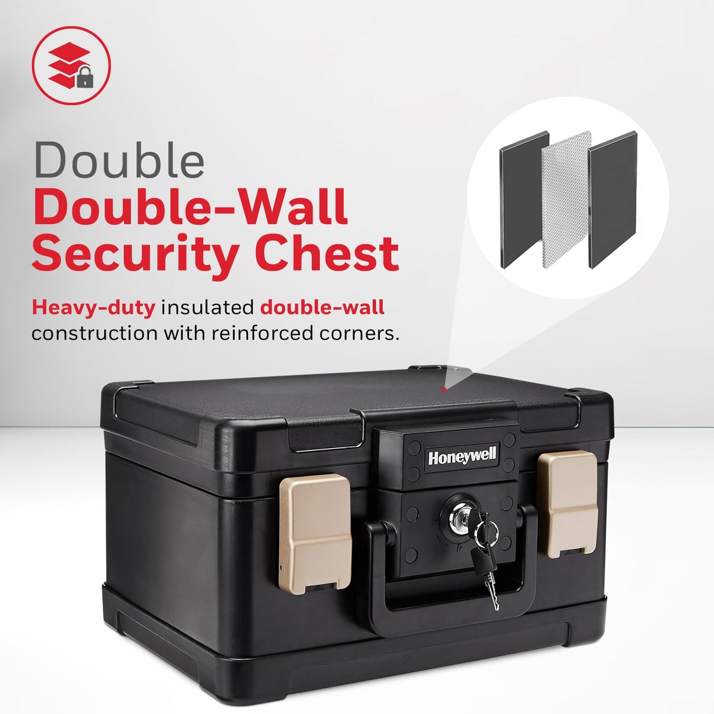 Honeywell 0,15 CU. 4.6 m² Moldeado Fuego Pecho, 9.8" x 12.4" x 7.3" - 0.15 Cubic Feet, Negro