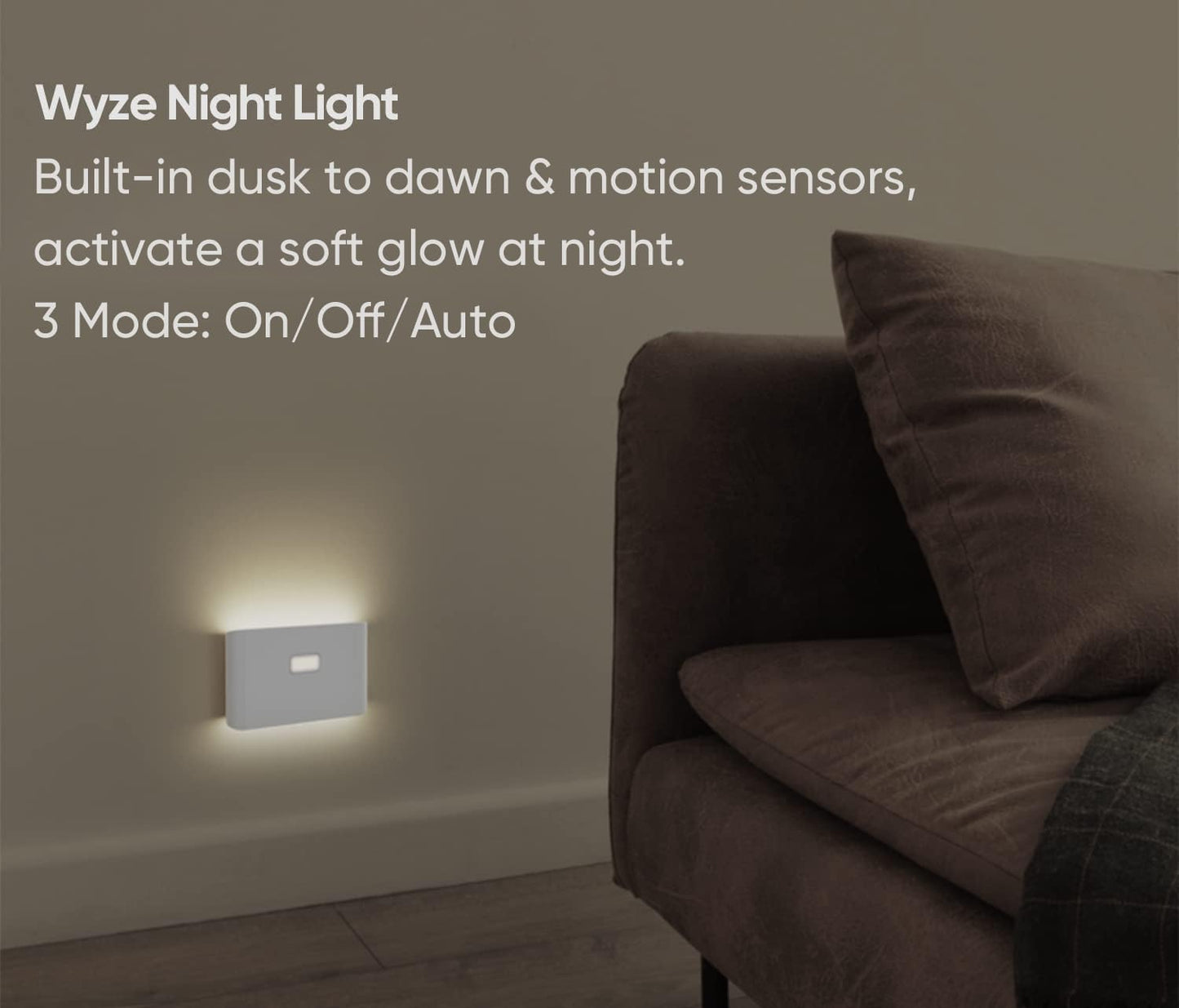 Luces Nocturnas WYZE Blancas Cálidas Con Sensores de Movimiento y Anochecer, Enlazables y Magnéticas, Paquete de 3