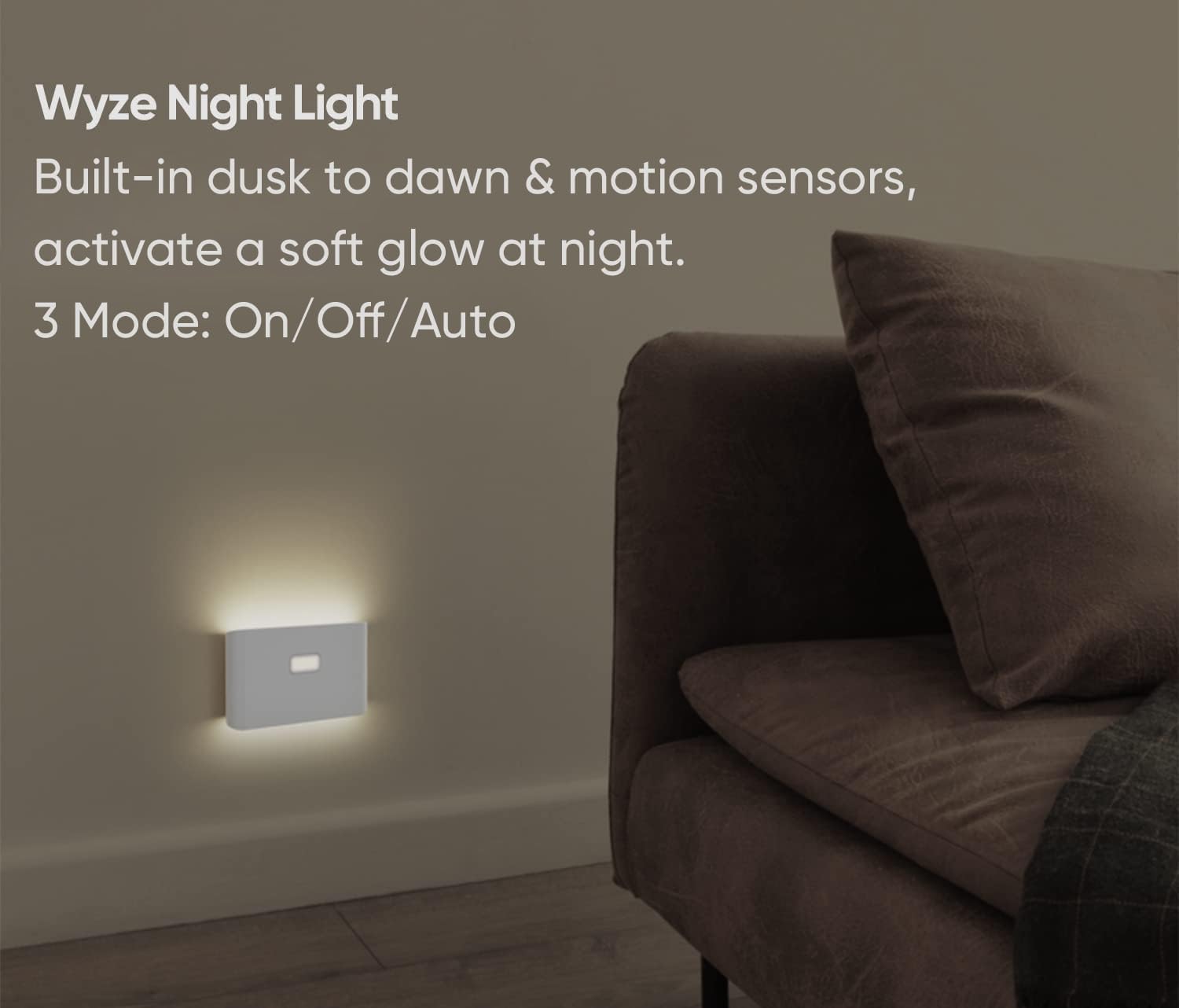 Luces Nocturnas WYZE Blancas Cálidas Con Sensores de Movimiento y Anochecer, Enlazables y Magnéticas, Paquete de 3
