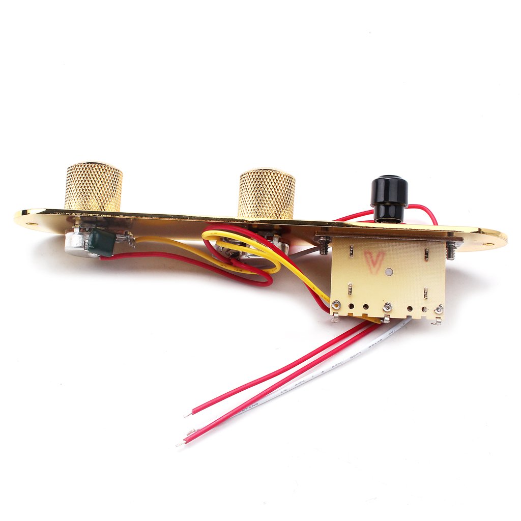 Alnicov Placa de control totalmente cargada precableada de 3 vías con arnés de cableado para guitarra eléctrica Fender Tele Telecaster, color dorado