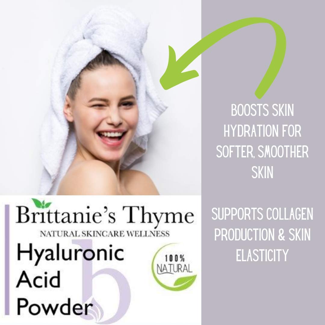 Suero en Polvo de Ácido Hialurónico Britannie’s Thyme Puro Natural, Mejora la Hidratación de la Piel