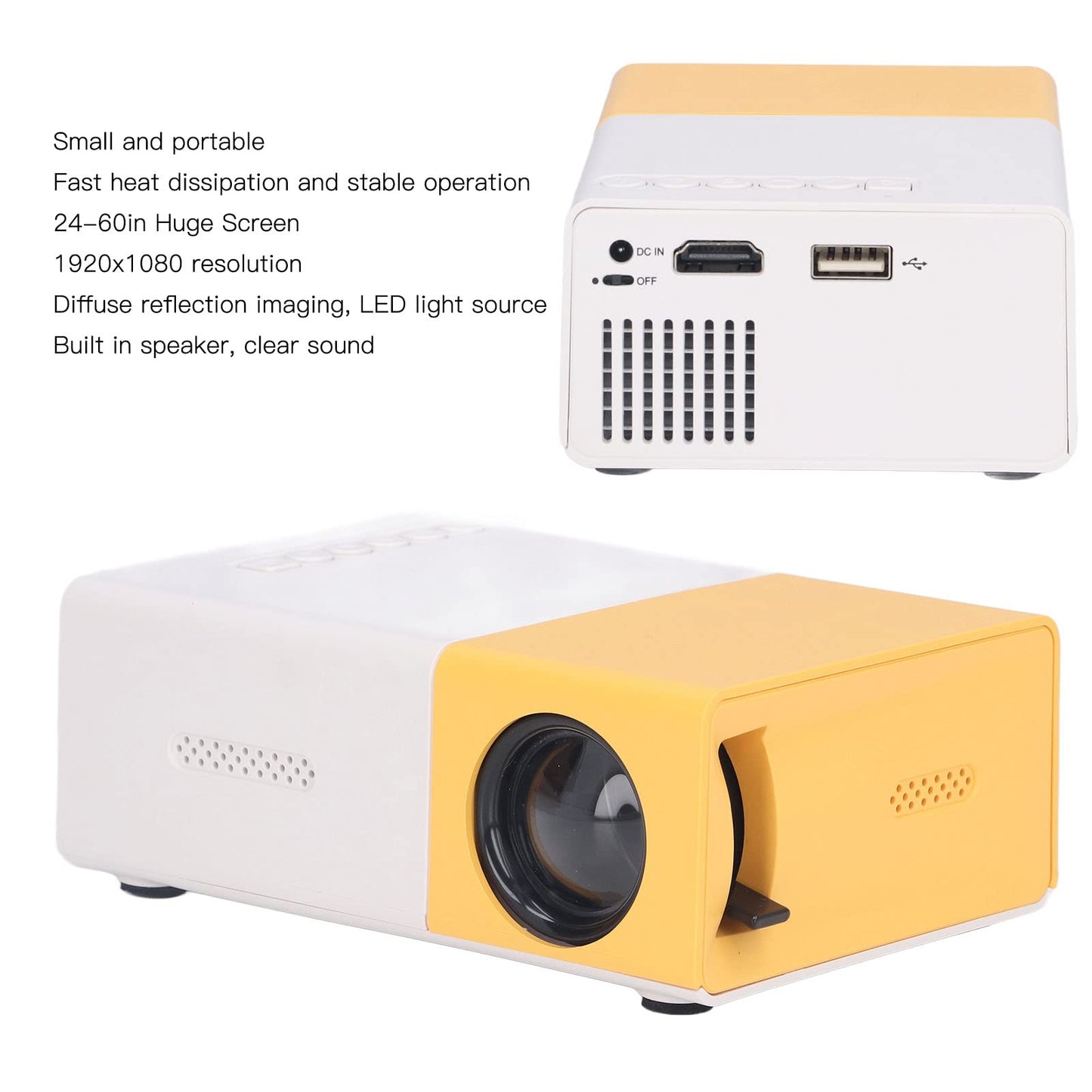 Mini Proyector Portátil, Proyector de Cine Digital, Pantalla Grande de 24 a 60 Pulgadas, Resolución 1920x1080, Proyector de Vídeo Inteligente para el Cine en Casa Película al Aire Libre(#1)