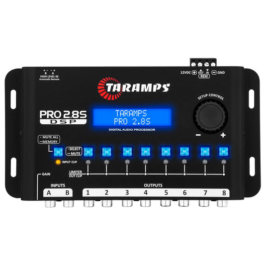 Taramps Pro 2.8S Negro DSP Crossover Procesador de Audio de señal Digital Completo y Ecualizador con secuenciador Ecualización gráfica de 15 Bandas 12 EQ preestablecidos 2 Canales y 8 Canales Salida